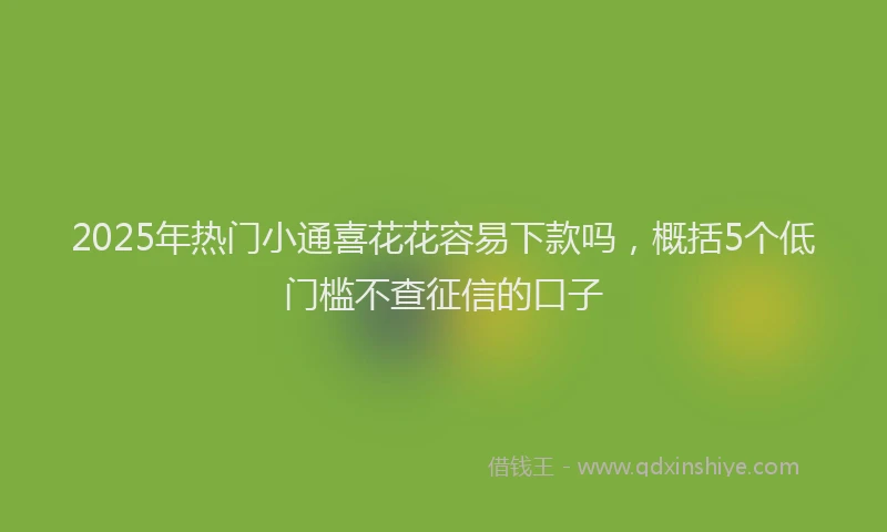 2025年热门小通喜花花容易下款吗，概括5个低门槛不查征信的口子