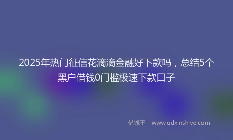 2025年热门征信花滴滴金融好下款吗，总结5个黑户借钱0门槛极速下款口子