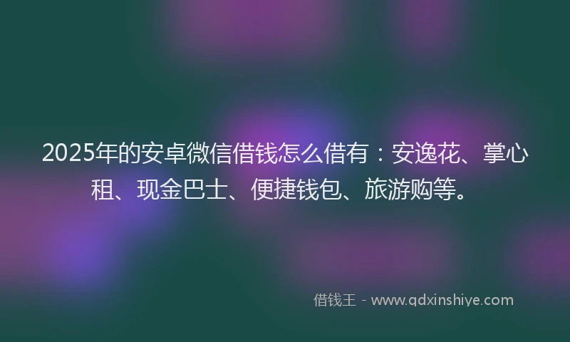 2025年的安卓微信借钱怎么借有：安逸花、掌心租、现金巴士、便捷钱包、旅游购等。