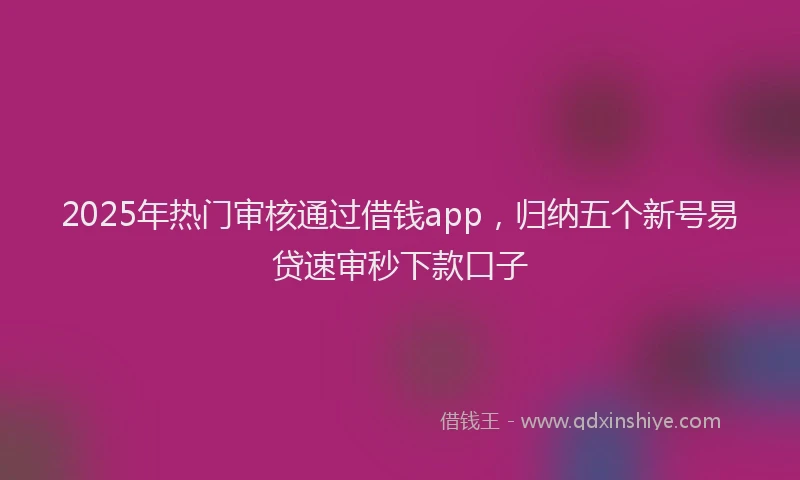 2025年热门审核通过借钱app，归纳五个新号易贷速审秒下款口子