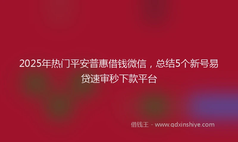 2025年热门平安普惠借钱微信，总结5个新号易贷速审秒下款平台