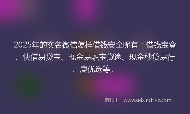 2025年的实名微信怎样借钱安全呢有：借钱宝盒、快借易贷宝、现金易融宝贷途、现金秒贷易行、鹿优选等。