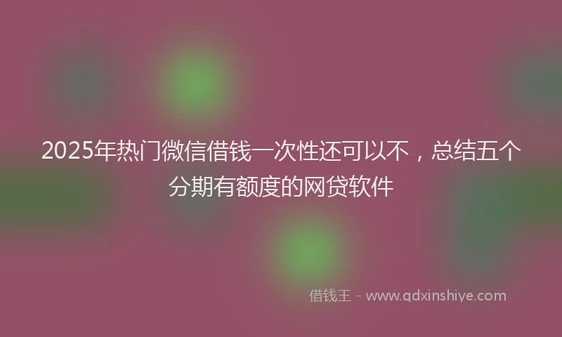 2025年热门微信借钱一次性还可以不，总结五个分期有额度的网贷软件