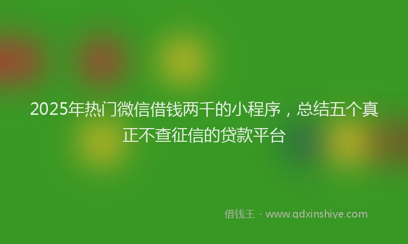2025年热门微信借钱两千的小程序，总结五个真正不查征信的贷款平台
