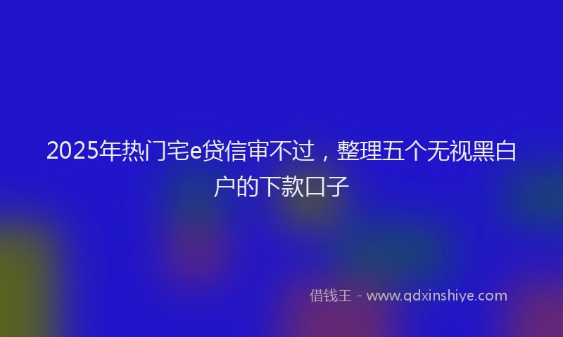 2025年热门宅e贷信审不过，整理五个无视黑白户的下款口子
