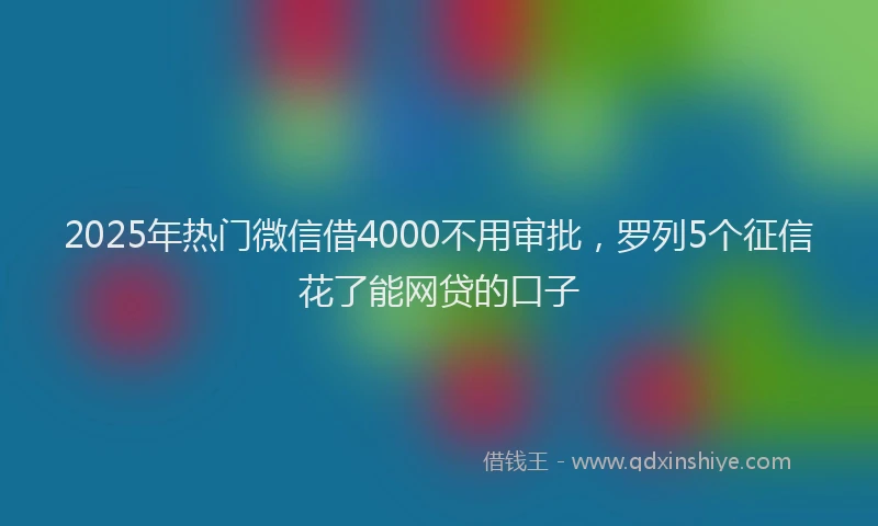 2025年热门微信借4000不用审批，罗列5个征信花了能网贷的口子