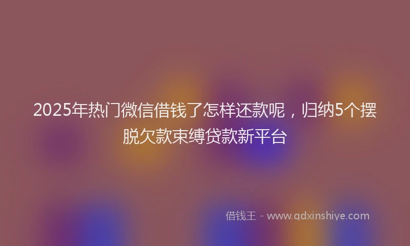 2025年热门微信借钱了怎样还款呢，归纳5个摆脱欠款束缚贷款新平台