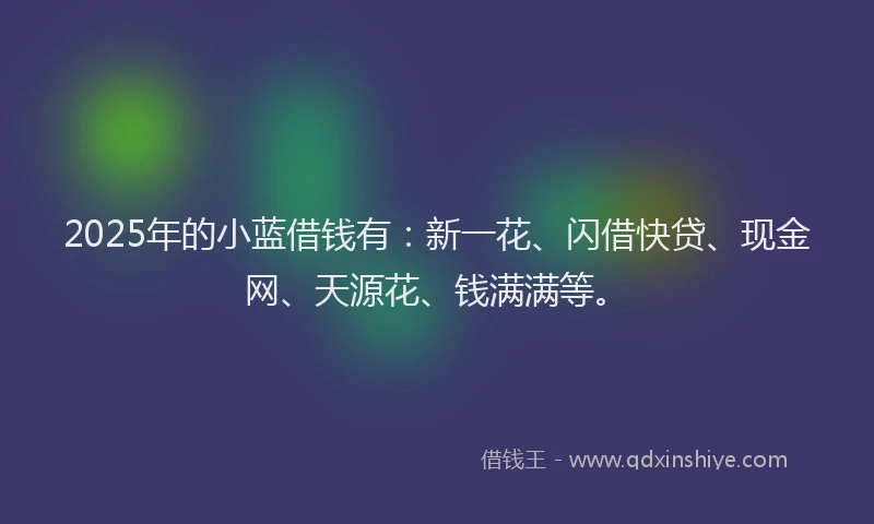 2025年的小蓝借钱有：新一花、闪借快贷、现金网、天源花、钱满满等。