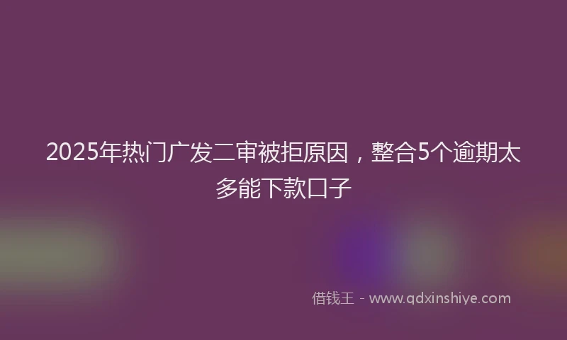 2025年热门广发二审被拒原因，整合5个逾期太多能下款口子