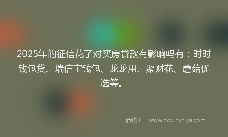 2025年的征信花了对买房贷款有影响吗有：时时钱包贷、瑞信宝钱包、龙龙用、聚财花、蘑菇优选等。