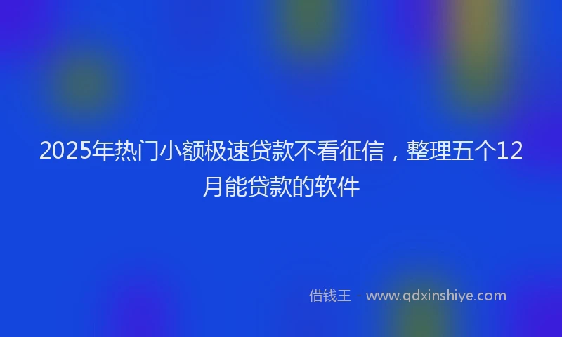 2025年热门小额极速贷款不看征信，整理五个12月能贷款的软件