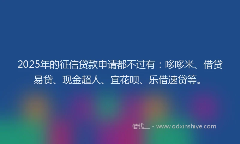 2025年的征信贷款申请都不过有：哆哆米、借贷易贷、现金超人、宜花呗、乐借速贷等。