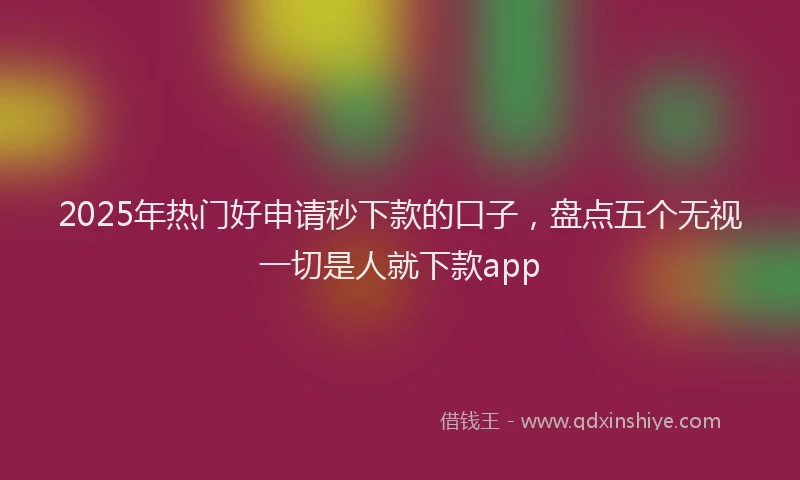 2025年热门好申请秒下款的口子，盘点五个无视一切是人就下款app