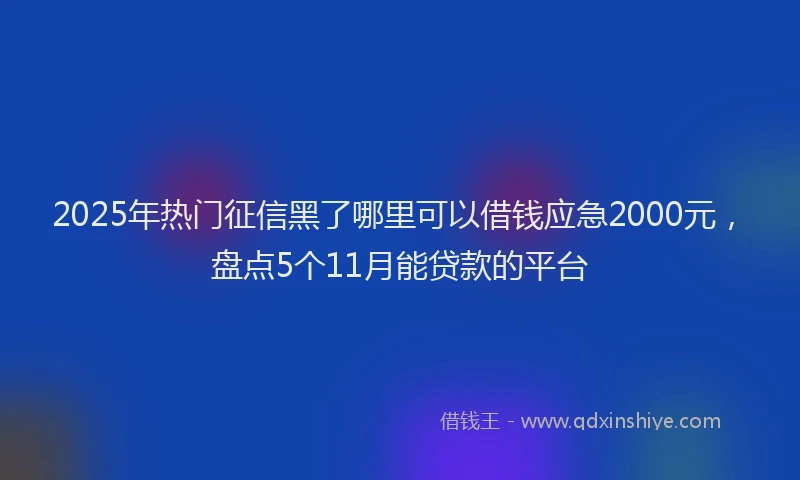 2025年热门征信黑了哪里可以借钱应急2000元，盘点5个11月能贷款的平台