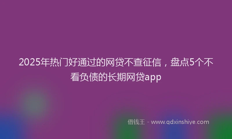 2025年热门好通过的网贷不查征信，盘点5个不看负债的长期网贷app