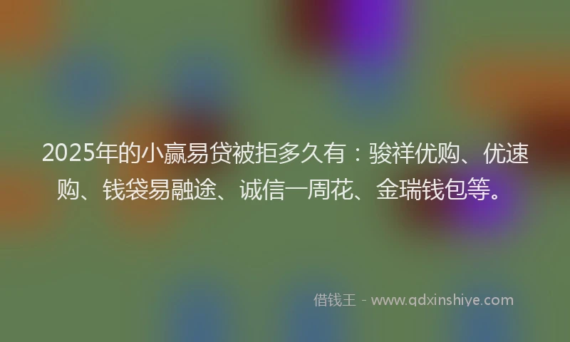 2025年的小赢易贷被拒多久有：骏祥优购、优速购、钱袋易融途、诚信一周花、金瑞钱包等。