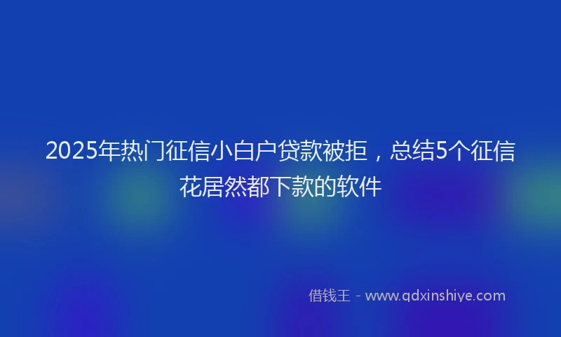2025年热门征信小白户贷款被拒，总结5个征信花居然都下款的软件