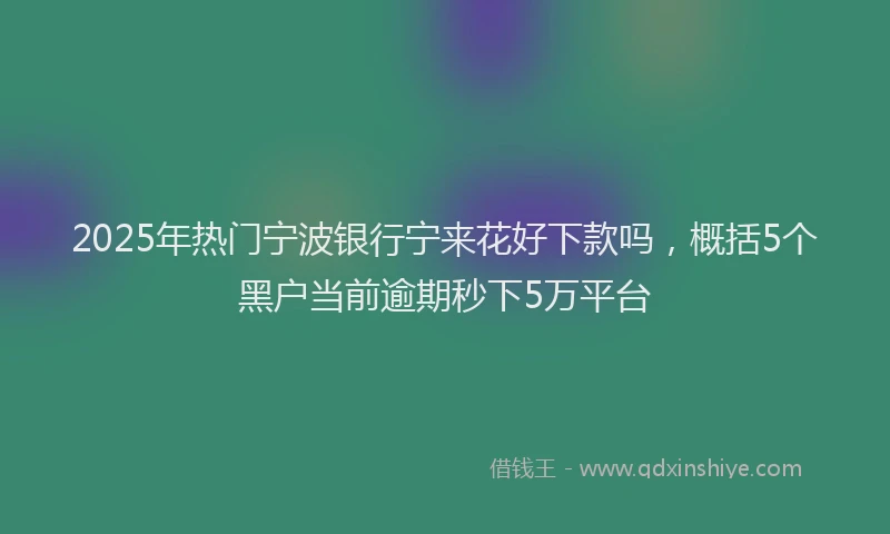 2025年热门宁波银行宁来花好下款吗，概括5个黑户当前逾期秒下5万平台