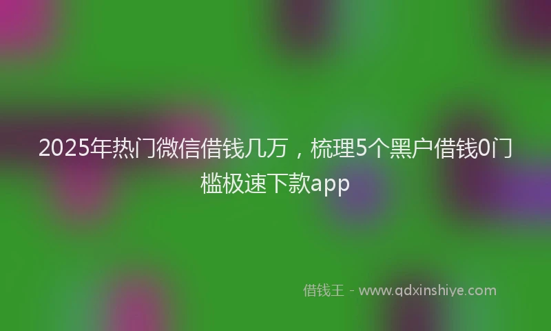 2025年热门微信借钱几万，梳理5个黑户借钱0门槛极速下款app