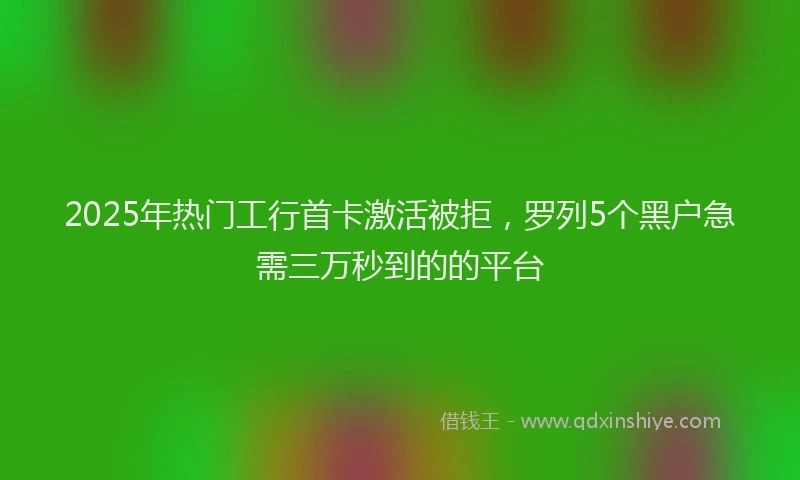 2025年热门工行首卡激活被拒，罗列5个黑户急需三万秒到的的平台