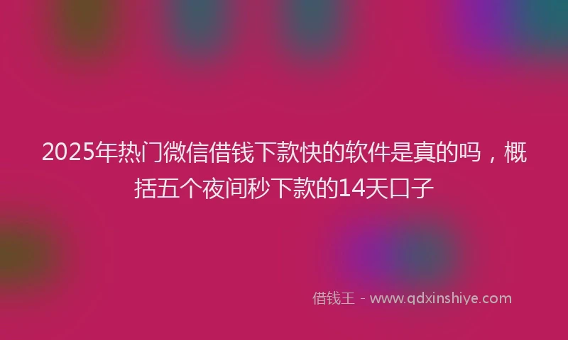 2025年热门微信借钱下款快的软件是真的吗，概括五个夜间秒下款的14天口子