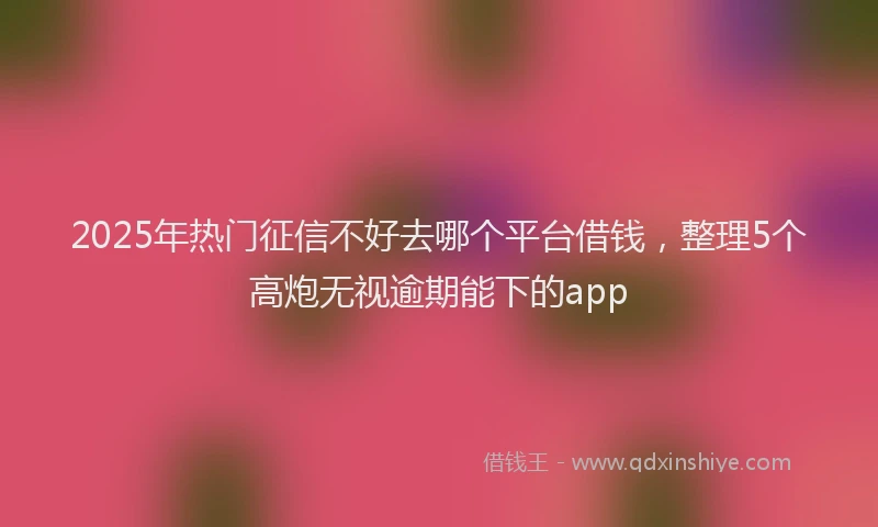 2025年热门征信不好去哪个平台借钱，整理5个高炮无视逾期能下的app