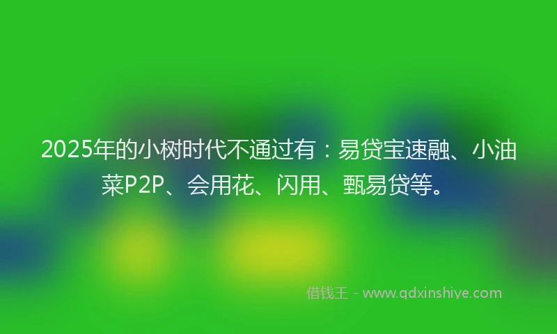 2025年的小树时代不通过有：易贷宝速融、小油菜P2P、会用花、闪用、甄易贷等。