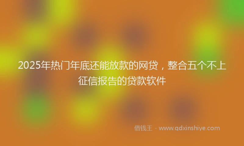 2025年热门年底还能放款的网贷，整合五个不上征信报告的贷款软件