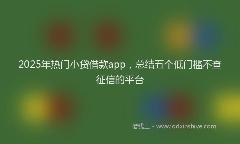 2025年热门小贷借款app，总结五个低门槛不查征信的平台