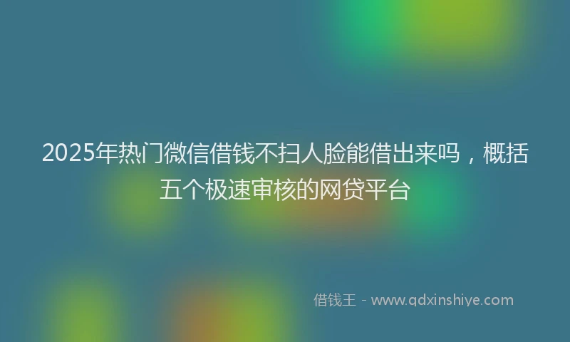 2025年热门微信借钱不扫人脸能借出来吗，概括五个极速审核的网贷平台