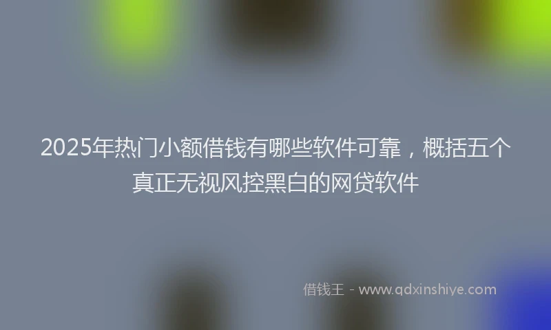 2025年热门小额借钱有哪些软件可靠，概括五个真正无视风控黑白的网贷软件
