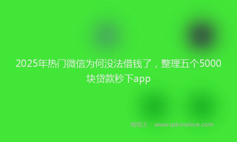 2025年热门微信为何没法借钱了，整理五个5000块贷款秒下app
