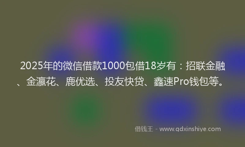 2025年的微信借款1000包借18岁有：招联金融、金瀛花、鹿优选、投友快贷、鑫速Pro钱包等。