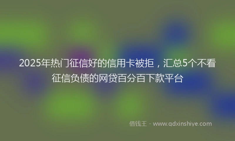 2025年热门征信好的信用卡被拒，汇总5个不看征信负债的网贷百分百下款平台
