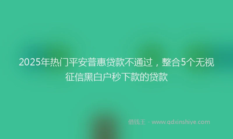 2025年热门平安普惠贷款不通过，整合5个无视征信黑白户秒下款的贷款