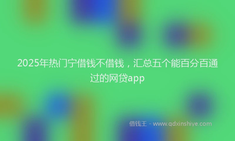 2025年热门宁借钱不借钱，汇总五个能百分百通过的网贷app