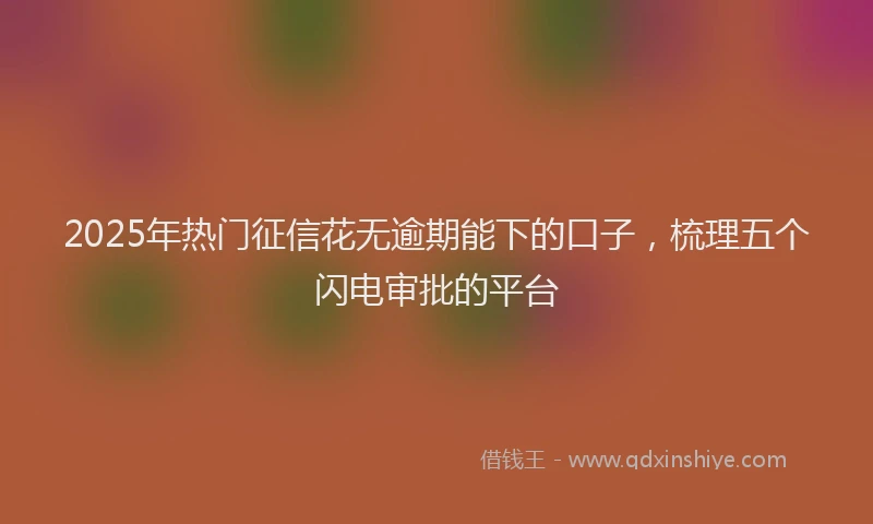 2025年热门征信花无逾期能下的口子，梳理五个闪电审批的平台