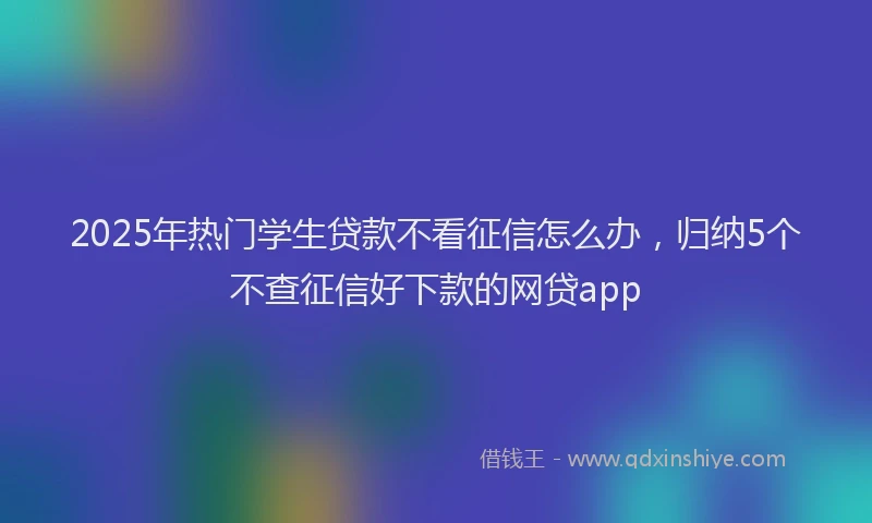 2025年热门学生贷款不看征信怎么办，归纳5个不查征信好下款的网贷app