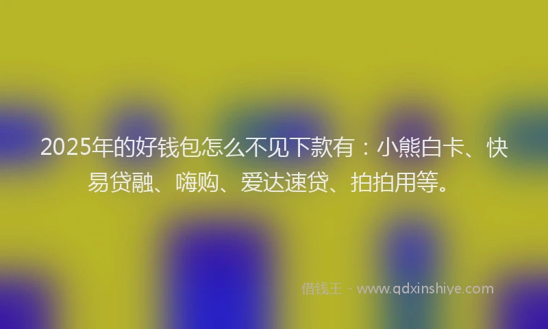 2025年的好钱包怎么不见下款有：小熊白卡、快易贷融、嗨购、爱达速贷、拍拍用等。