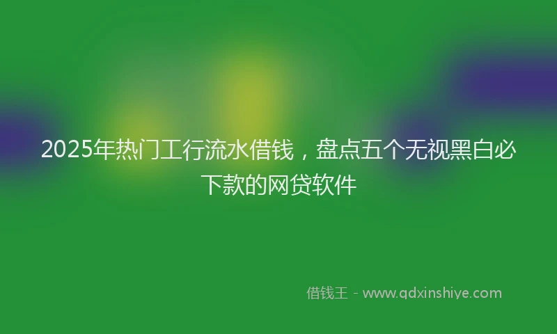2025年热门工行流水借钱，盘点五个无视黑白必下款的网贷软件