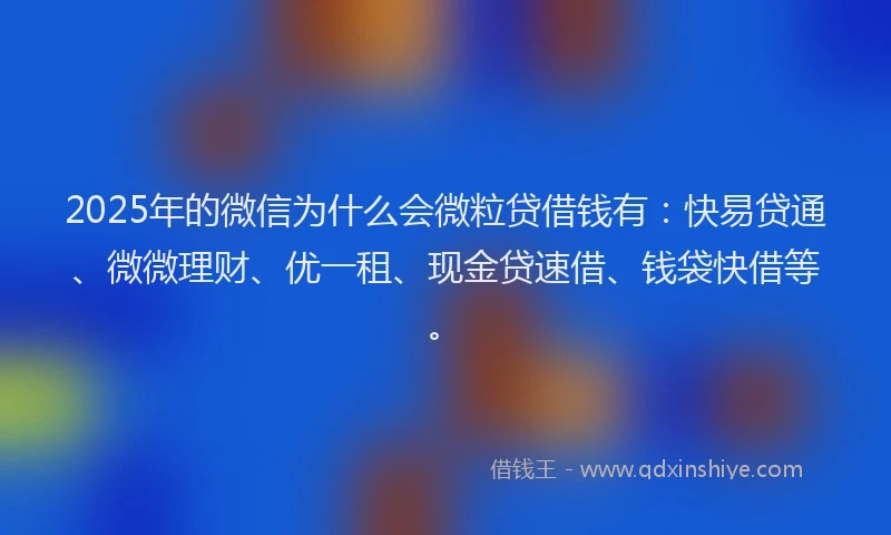 2025年的微信为什么会微粒贷借钱有：快易贷通、微微理财、优一租、现金贷速借、钱袋快借等。