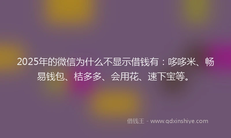 2025年的微信为什么不显示借钱有：哆哆米、畅易钱包、桔多多、会用花、速下宝等。