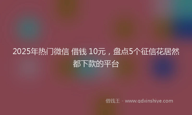 2025年热门微信 借钱 10元，盘点5个征信花居然都下款的平台
