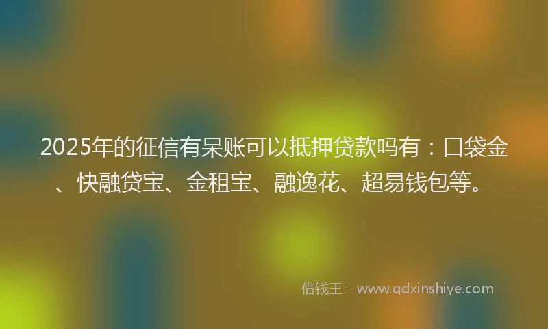 2025年的征信有呆账可以抵押贷款吗有：口袋金、快融贷宝、金租宝、融逸花、超易钱包等。