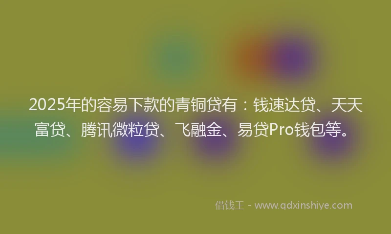 2025年的容易下款的青铜贷有：钱速达贷、天天富贷、腾讯微粒贷、飞融金、易贷Pro钱包等。