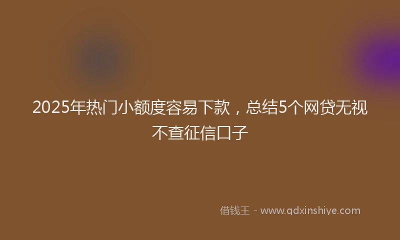 2025年热门小额度容易下款，总结5个网贷无视不查征信口子