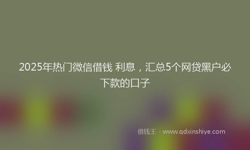 2025年热门微信借钱 利息，汇总5个网贷黑户必下款的口子