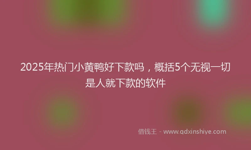 2025年热门小黄鸭好下款吗，概括5个无视一切是人就下款的软件