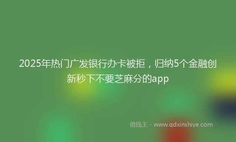 2025年热门广发银行办卡被拒，归纳5个金融创新秒下不要芝麻分的app
