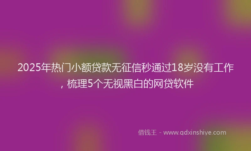 2025年热门小额贷款无征信秒通过18岁没有工作，梳理5个无视黑白的网贷软件